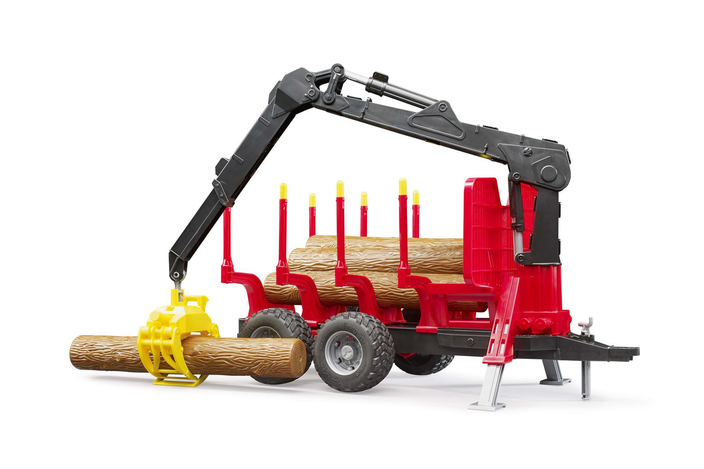 Forestry trailer with loading crane, 4 trunks and grab