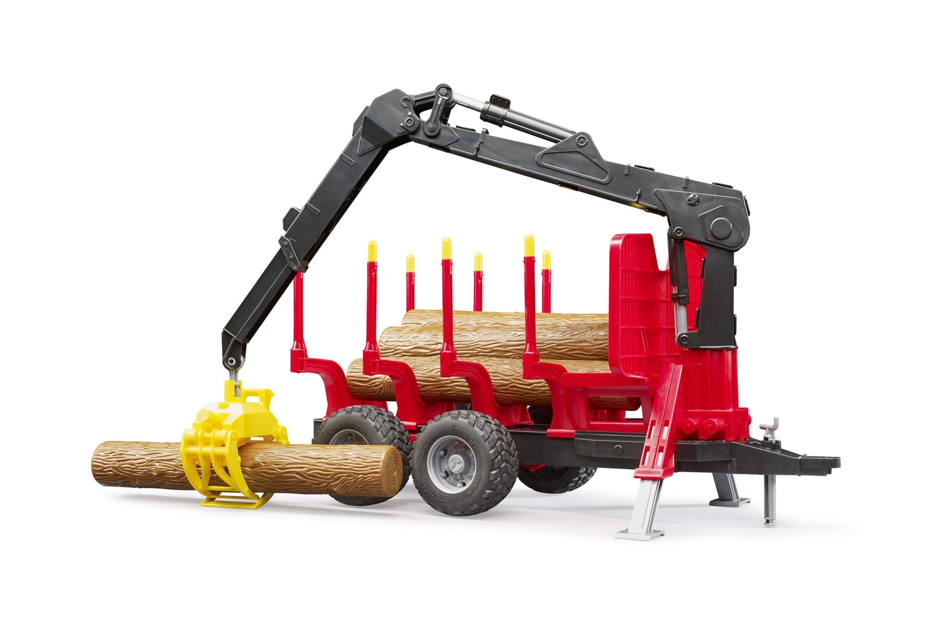 Forestry trailer with loading crane, 4 trunks and grab