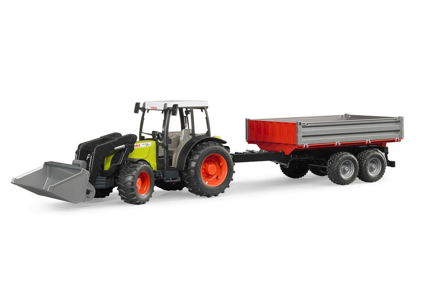 Claas Nectis 267 F with frontloader and tipping trailer