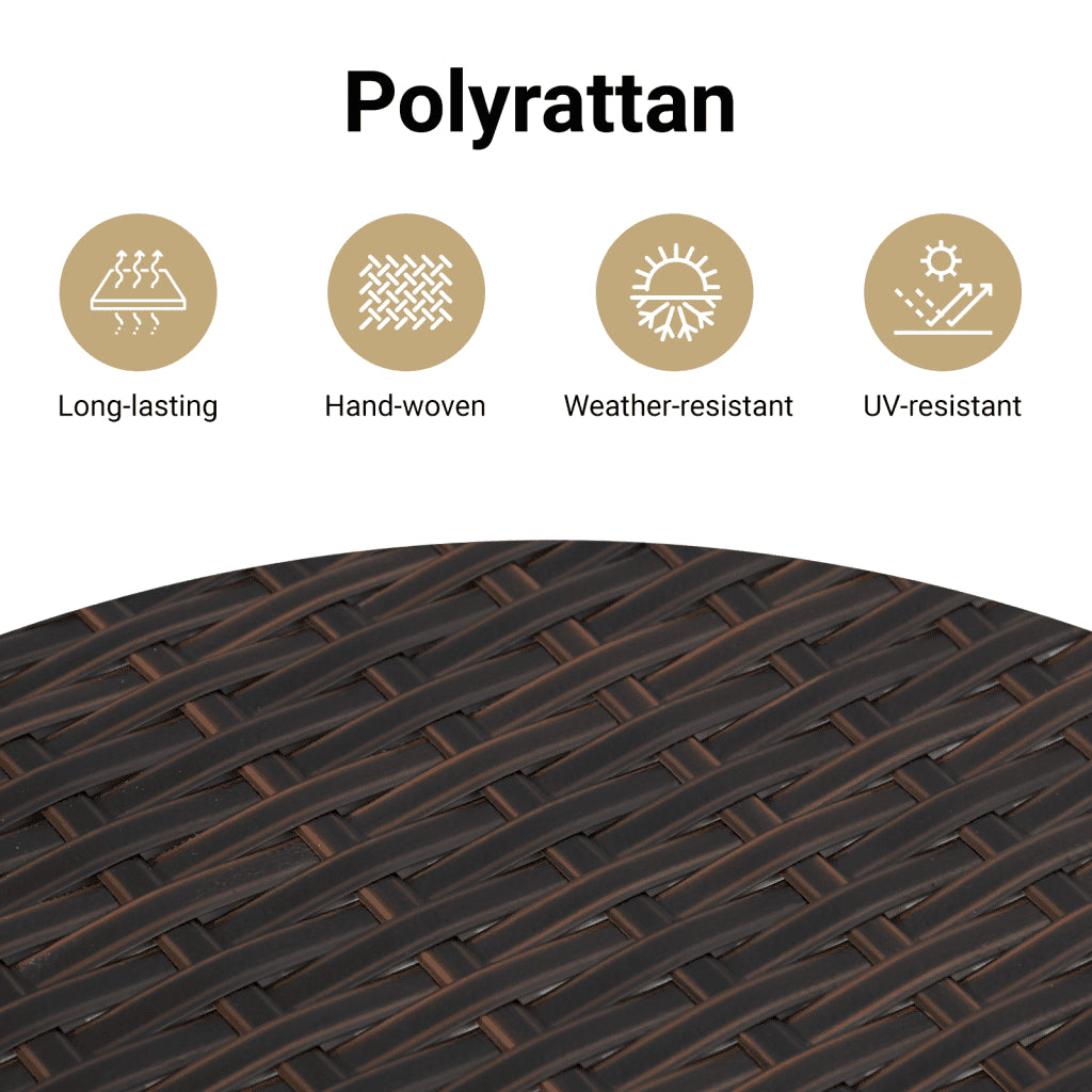 vidaXL Folding Tray Table Brown 65x40x75 cm Poly Rattan