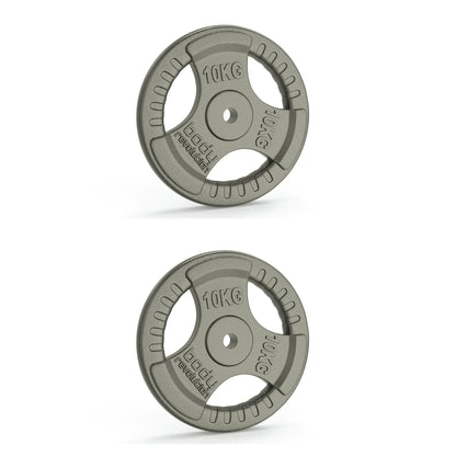 2x 10kg Cast Iron Weight Plates - 1" Standard Tri Grip