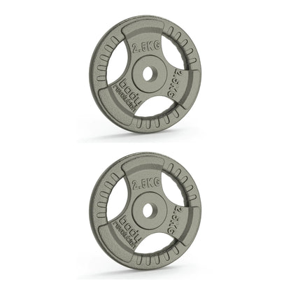 2x 2.5kg Cast Iron Weight Plates - 1" Standard Tri Grip