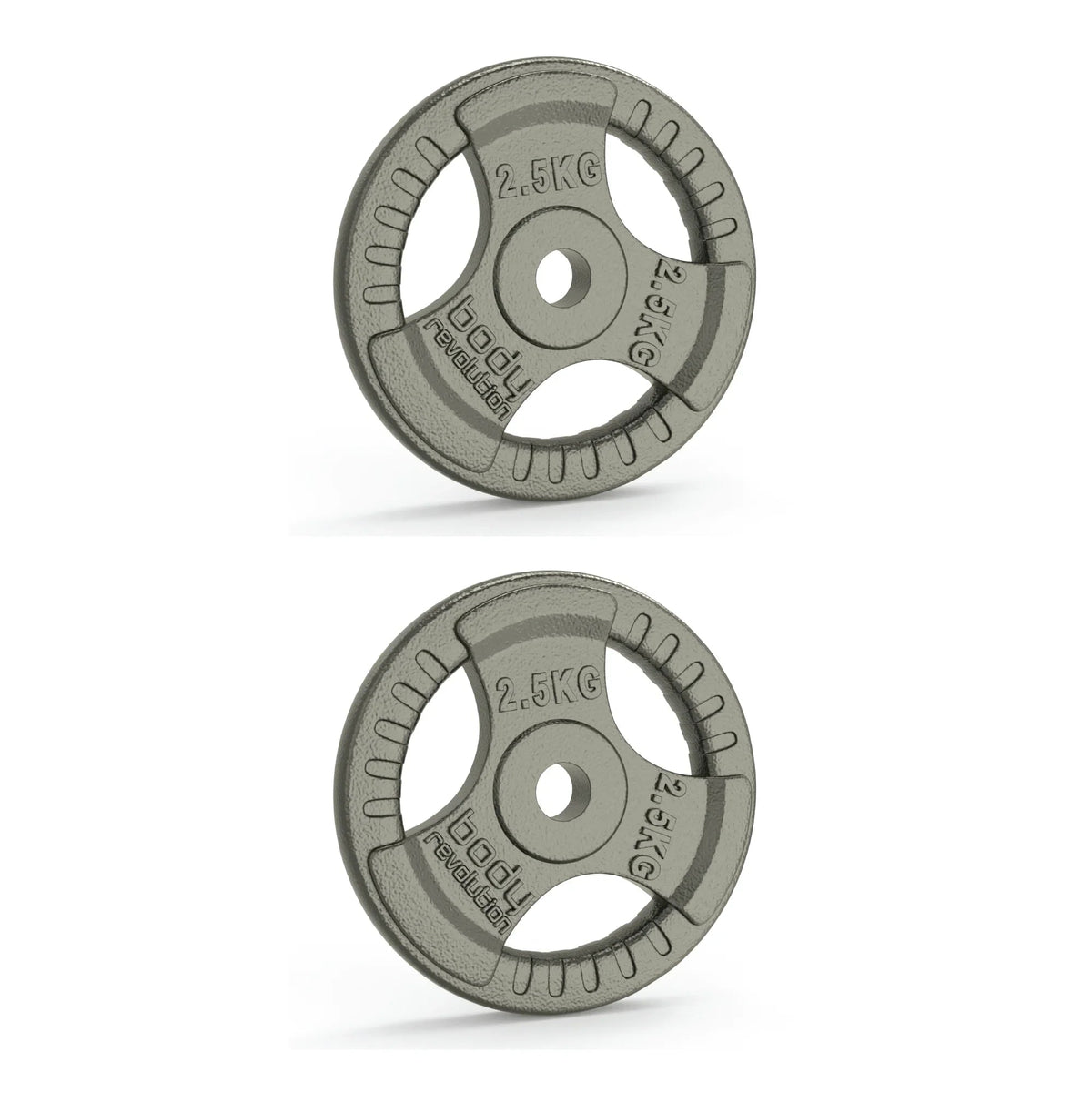 2x 2.5kg Cast Iron Weight Plates - 1" Standard Tri Grip