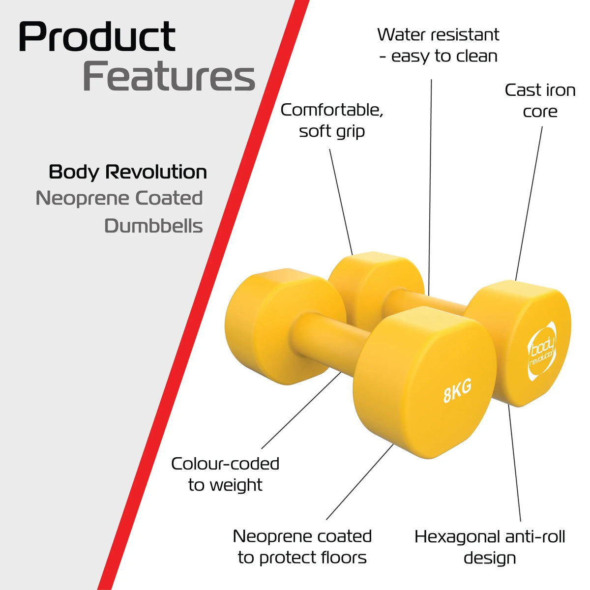 2 x 8KG Neoprene dumbbells