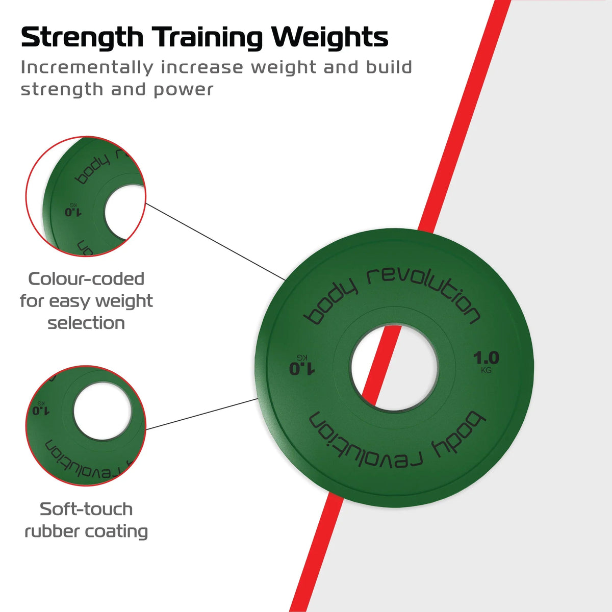 2 x 1kg Fractional Bumper Plates