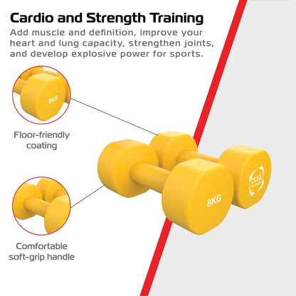 2 x 8KG Neoprene dumbbells