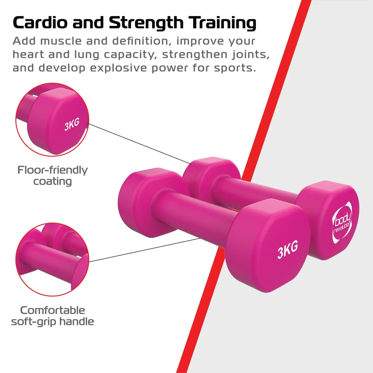 2 x 3KG Neoprene dumbbells