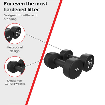 2 x 5KG Neoprene dumbbells