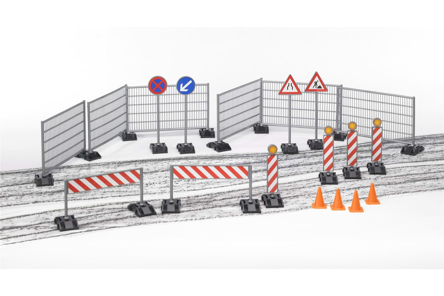 Accessories Construction set: railings, site signs and pylon