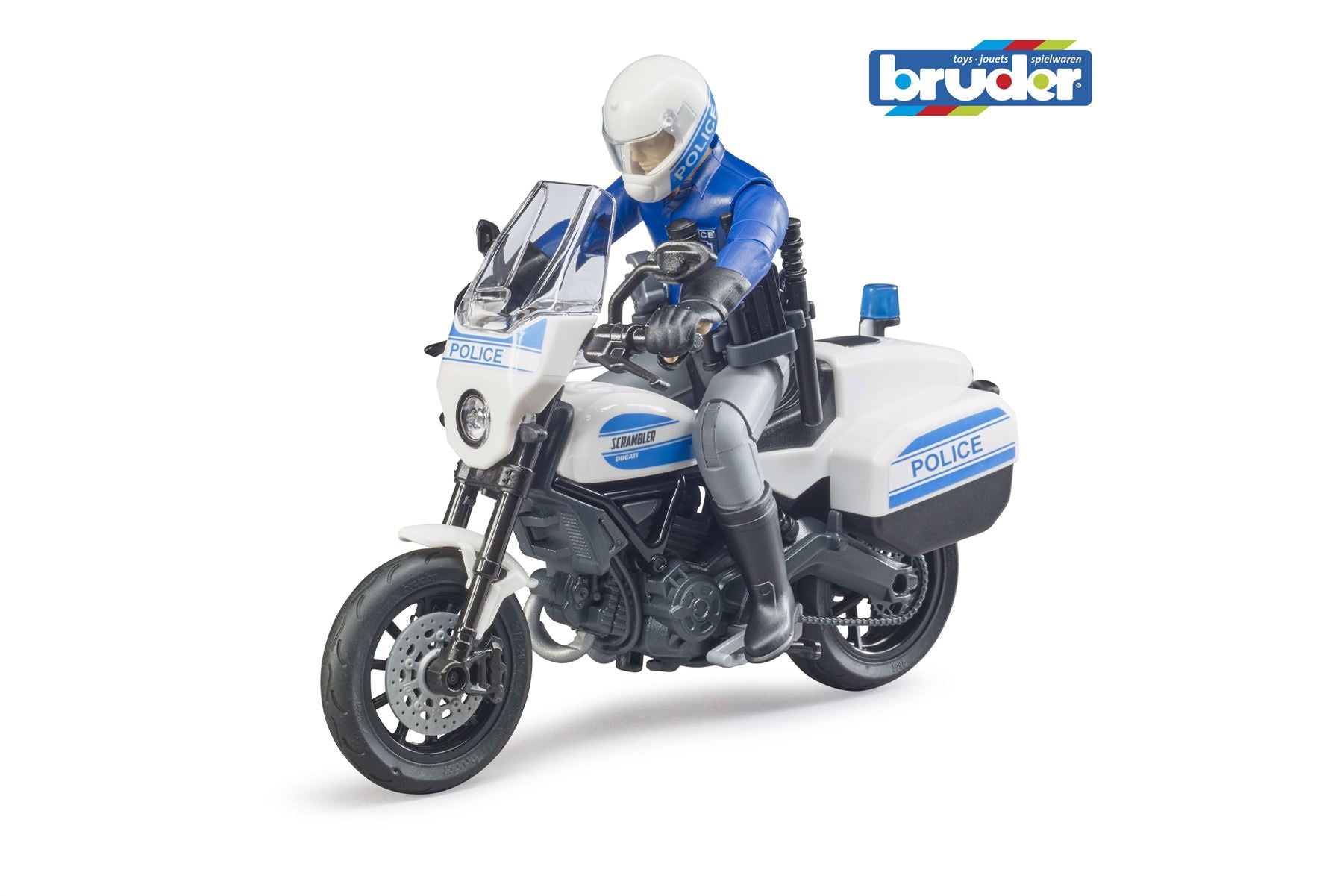 bworld Scrambler Ducati police motorbike and policeman