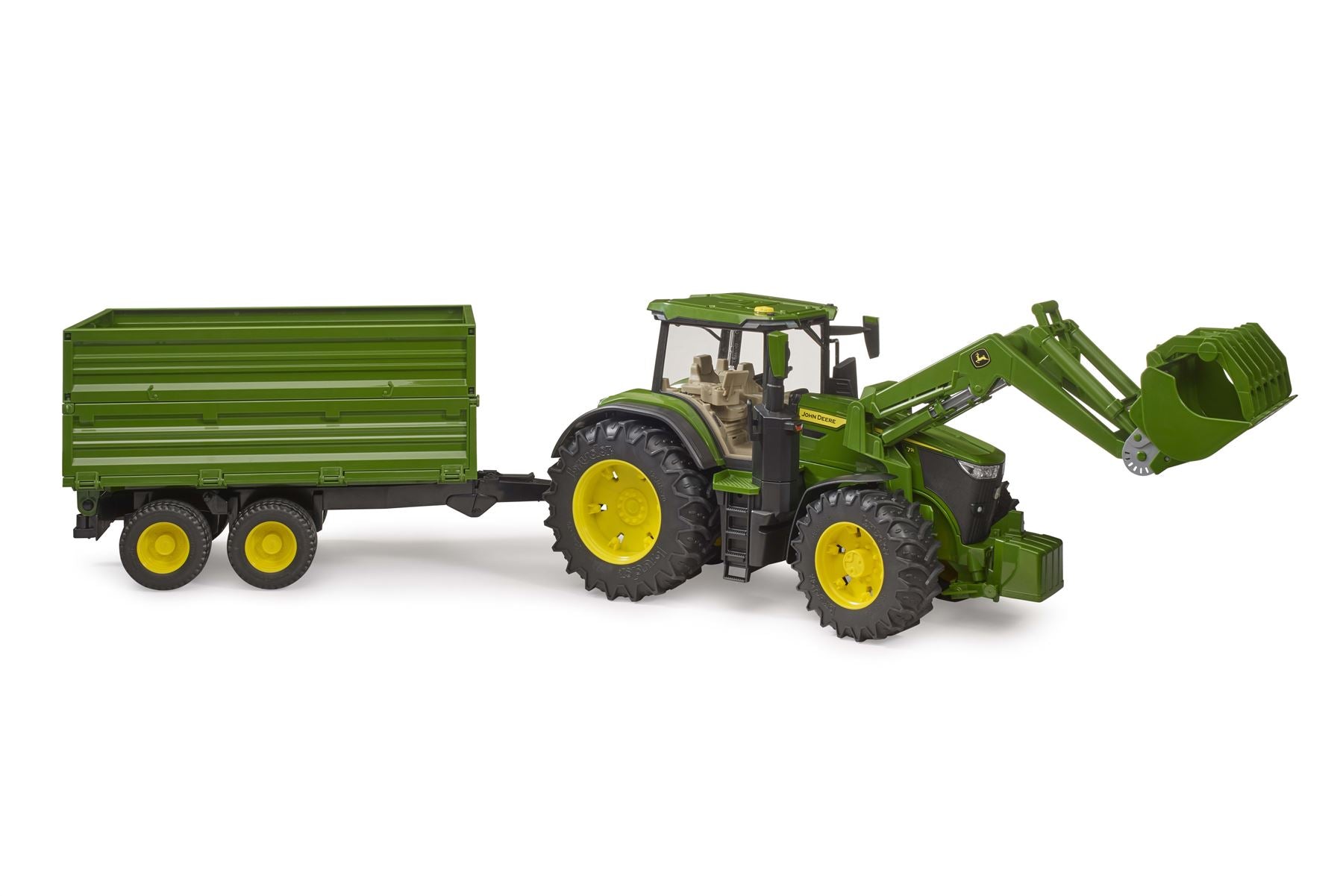 John Deere 7R 350 frontloader and tandemaxle tipping trailer