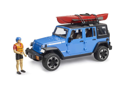 Jeep Wrangler Rubicon Unlimited with kayak and kayaker
