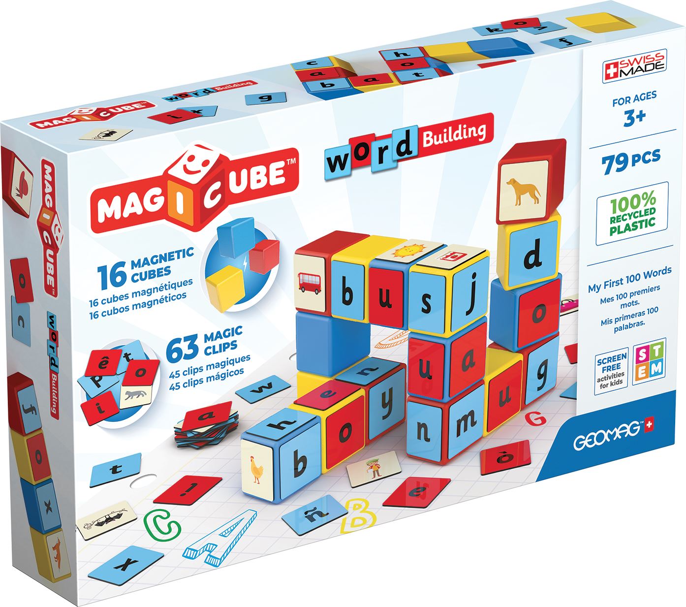 Geomag Magicube Magnetic Shapes Word Builder - 79 Pieces