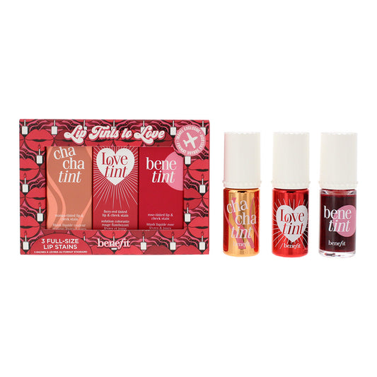 Benefit Lip Tints To Love Gift Set 6ml Cha Cha Tint Mango + 6ml Love Tint Fiery Red + 6ml Benetint Rose