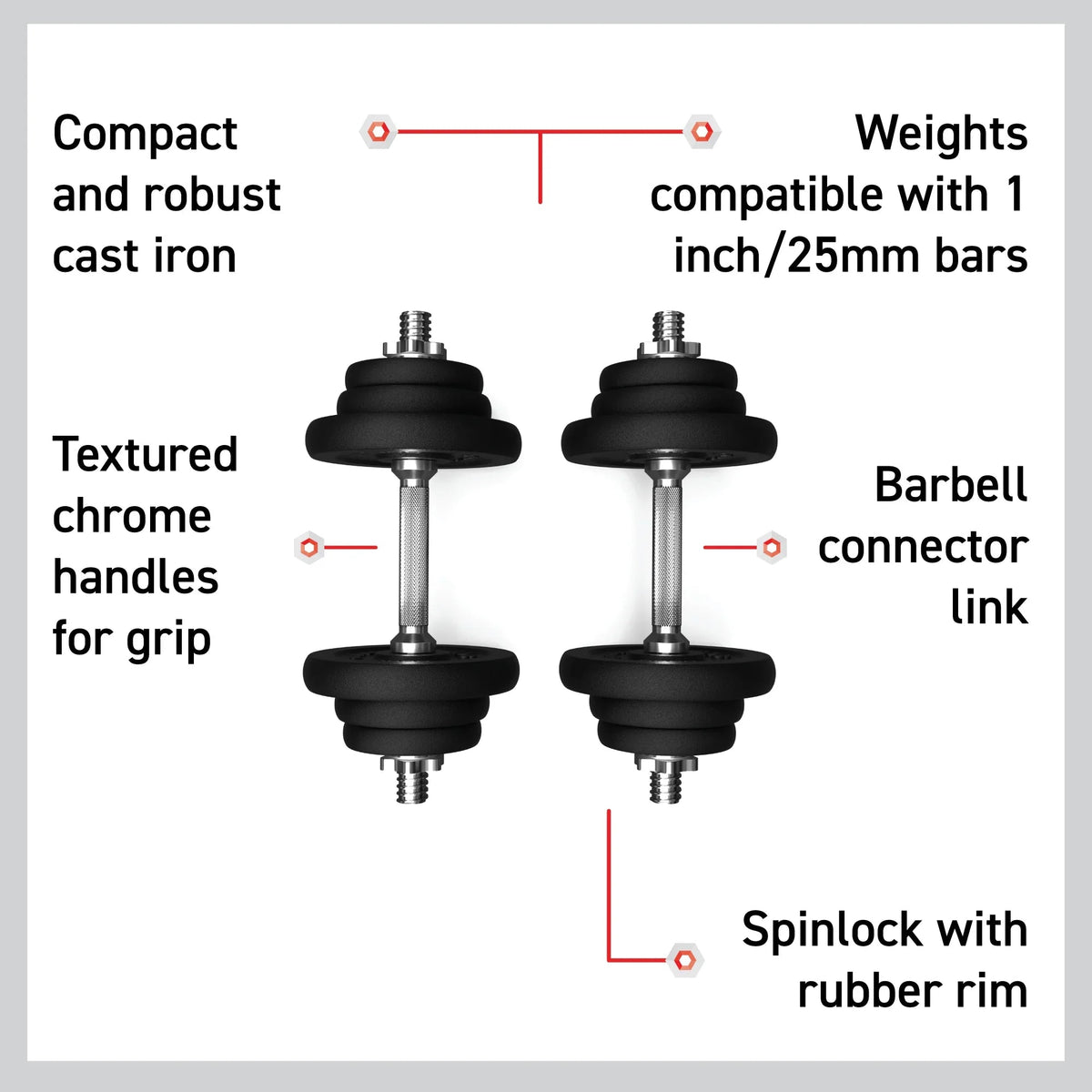Body Revolution Cast Iron Dumbbell Set 15 kg - 50 kg - 141663