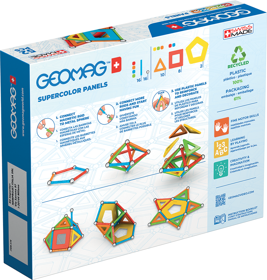 Geomag Magnetic Supercolor Panel - 52 Pieces