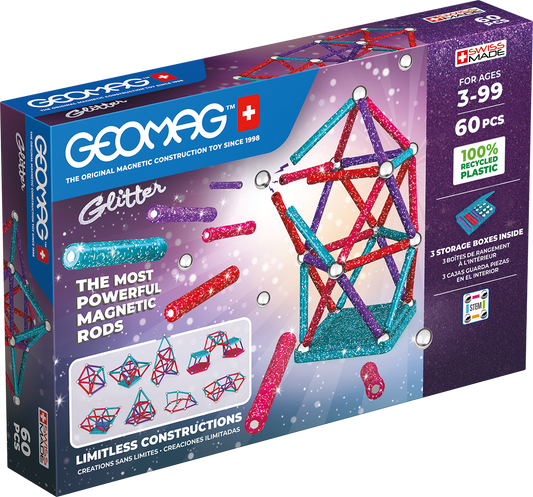Geomag Recycled Magnetic Glitter Panels - 60 Pieces