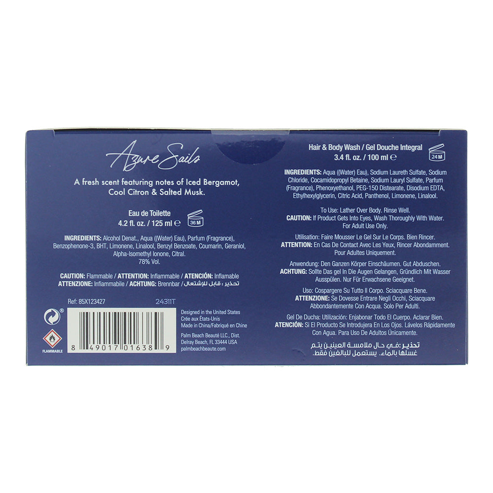 Caribbean Joe Azure Sails Gift Set 125ml EDT + 100ml Hair & Body Wash