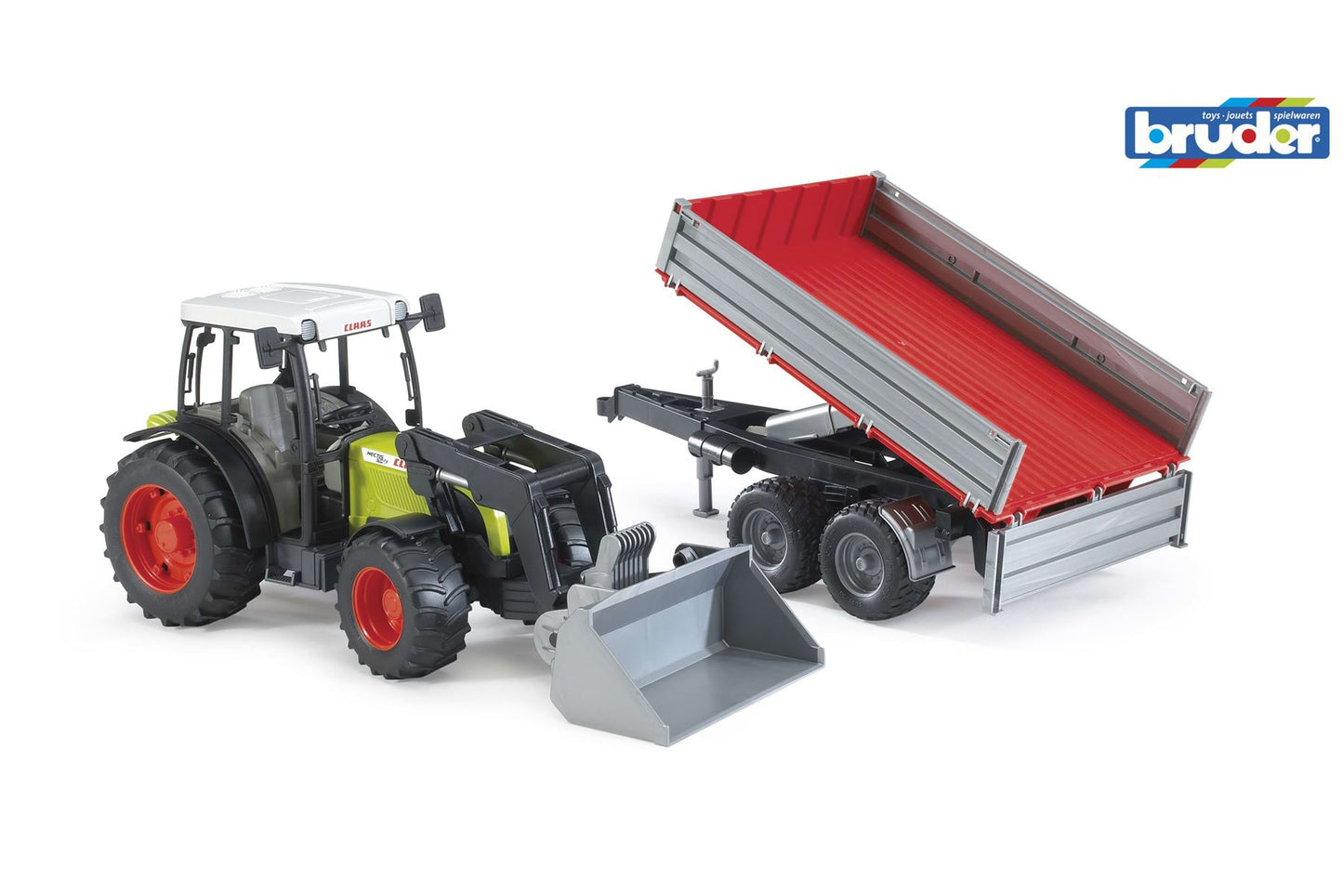 Claas Nectis 267 F with frontloader and tipping trailer