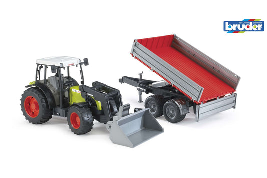 Claas Nectis 267 F with frontloader and tipping trailer