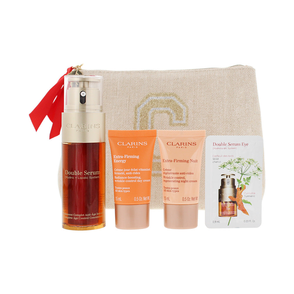 Clarins Double Serum Gift Set 50ml Double Serum + 15ml Extra Firming Energy + 15ml Extra Firming Nuit + 0.9ml Double Serum Eye