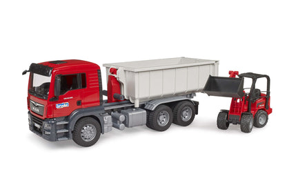 MAN TGS Truck with Roll-Off-Container + Schäffer Compact loa
