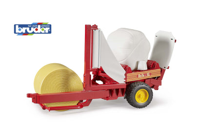 Bale wrapper with ochre and white round bales