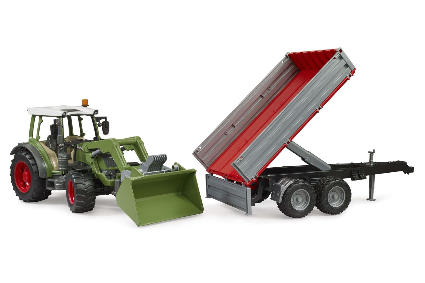Fendt Vario 211 with frontloader and tipping trailer