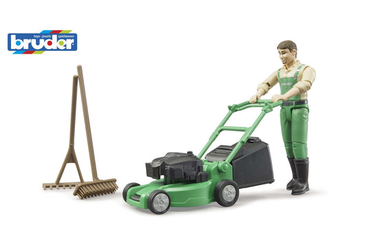 bworld Gardener with lawn mower and equipment