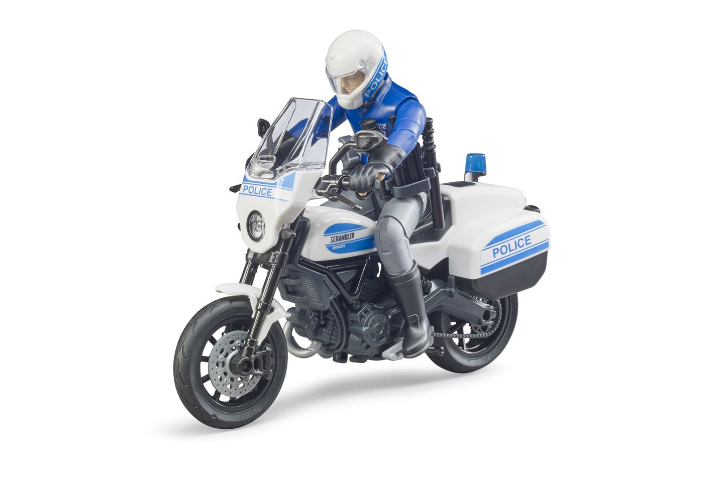 bworld Scrambler Ducati police motorbike and policeman