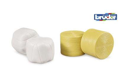 Accessories: 4 round hay bales (2 pcs. sorted white/ochre)