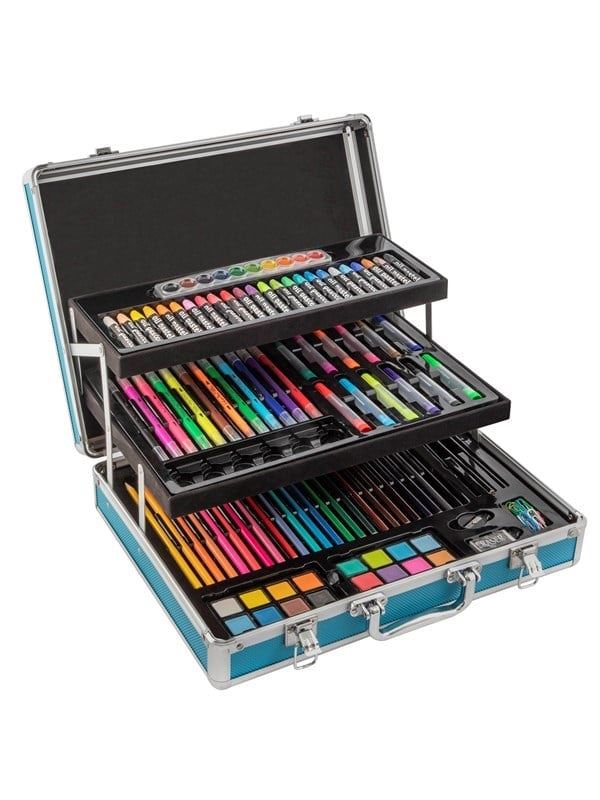Art set 140 pcs in metal box, dark blue 37.5x29cm