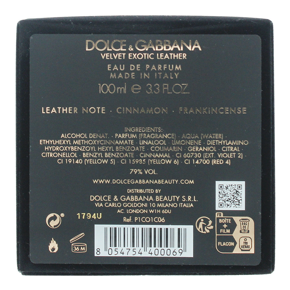 Dolce & Gabbana Velvet Exotic Leather Eau de Parfum 100ml Spray