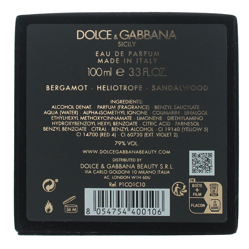 Dolce & Gabbana Velvet Sicily Eau De Parfum 100ml Spray