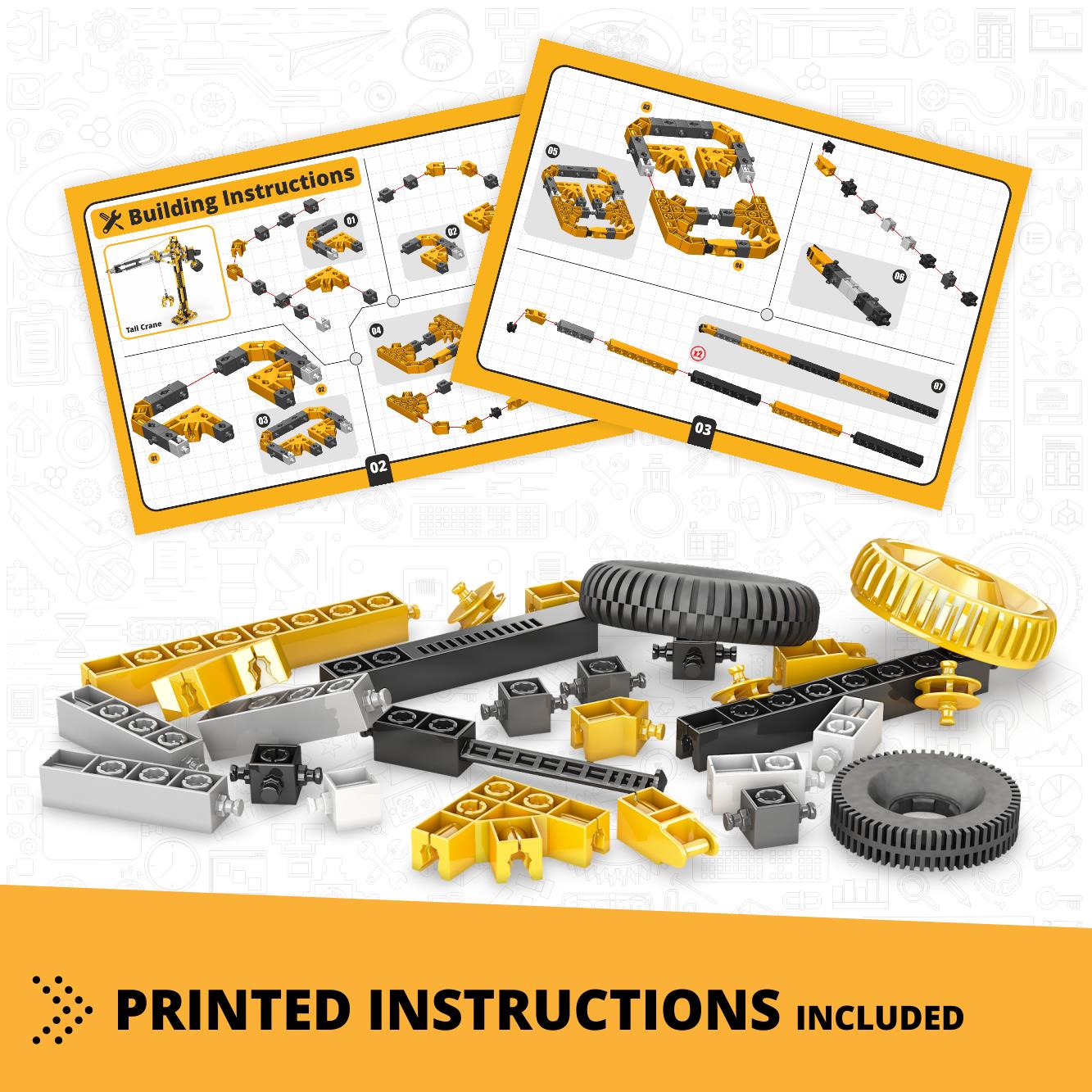 CREATIVE BUILDER TALL CRANE MACHINERY MOTORIZED SET