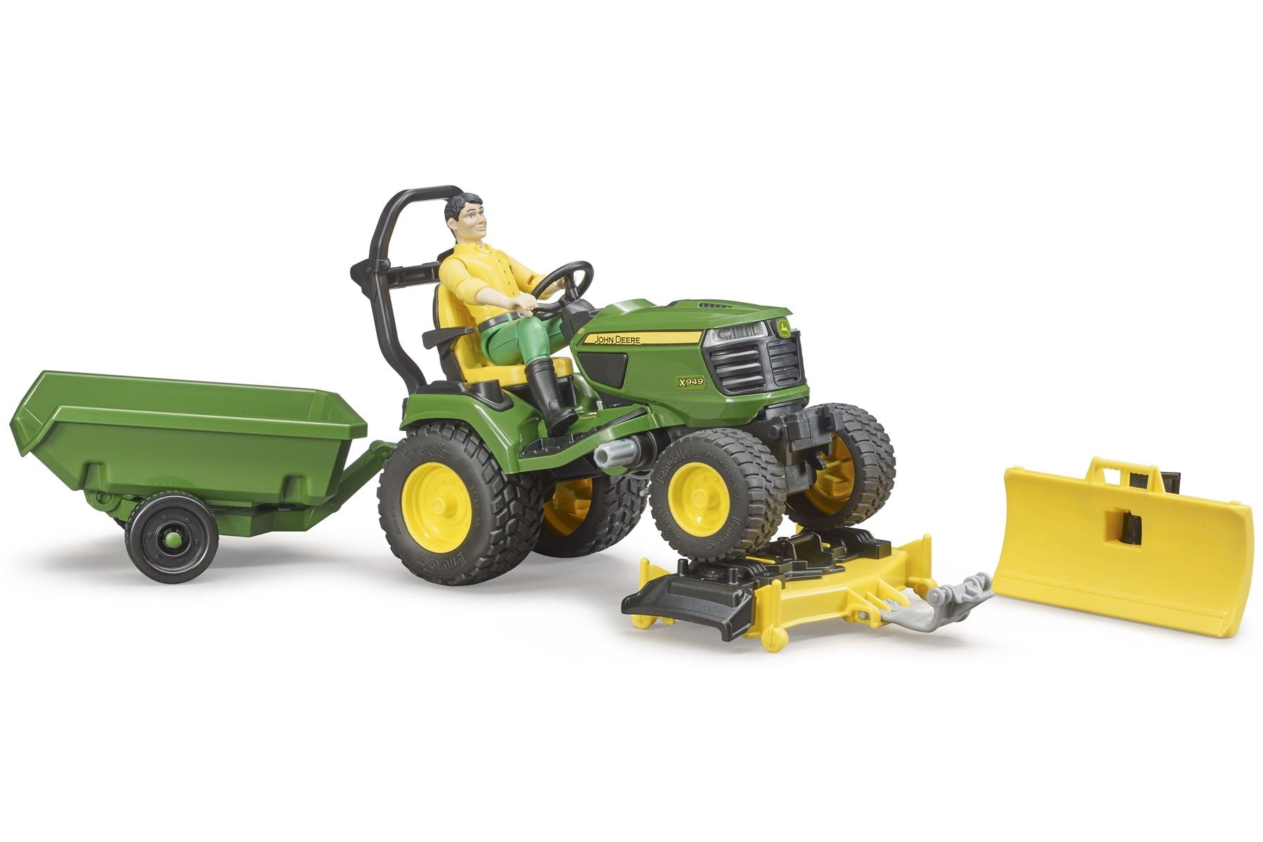 bworld John Deere Lawn tractor with trailer and gardener
