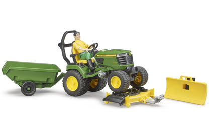 bworld John Deere Lawn tractor with trailer and gardener