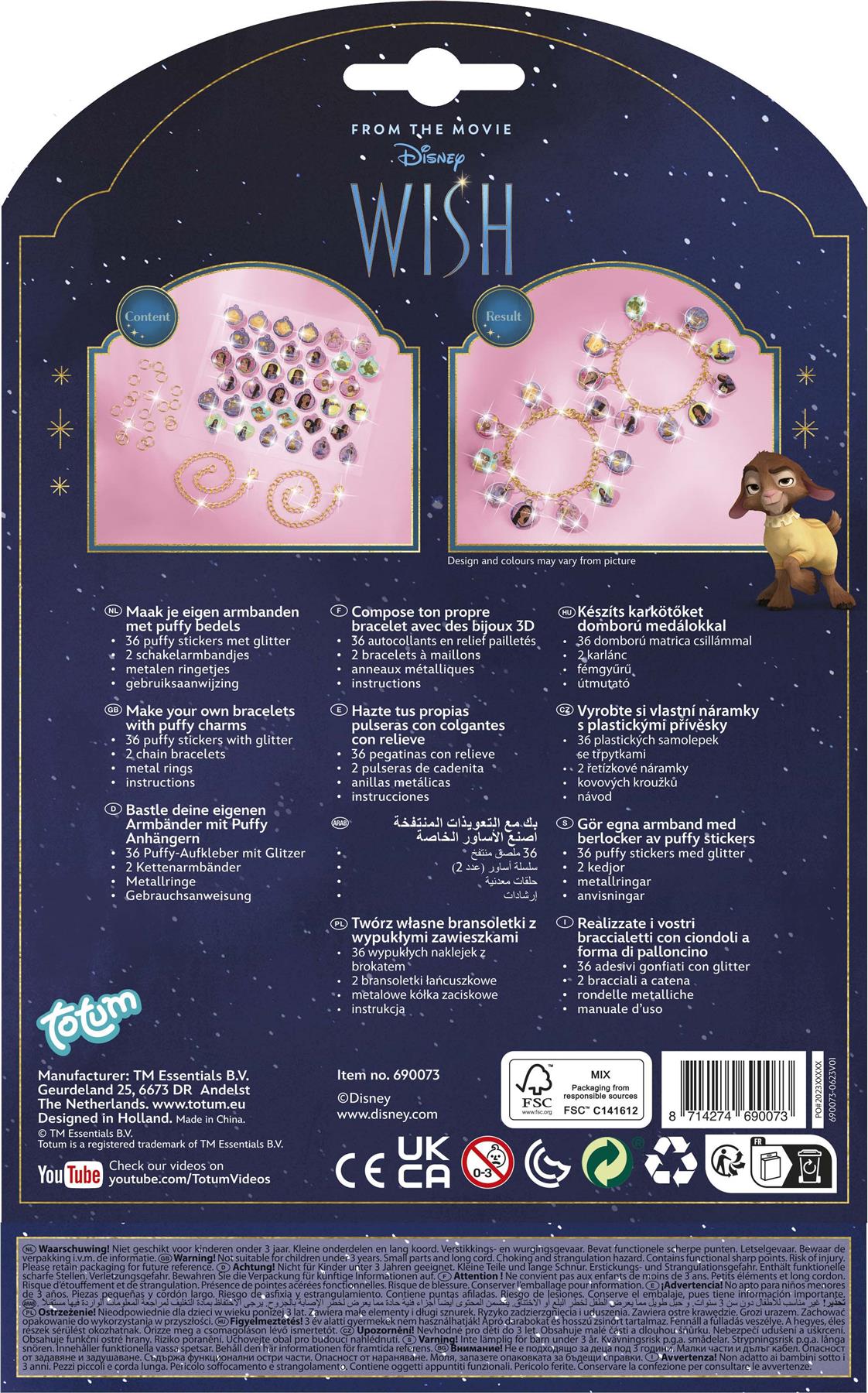DISNEY WISH GLITTER CHARM BRACELETS