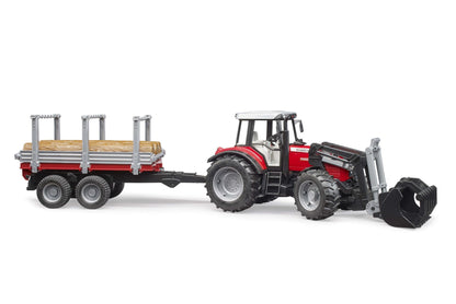 Massey Ferguson 7480 with frontloader and timber trailer