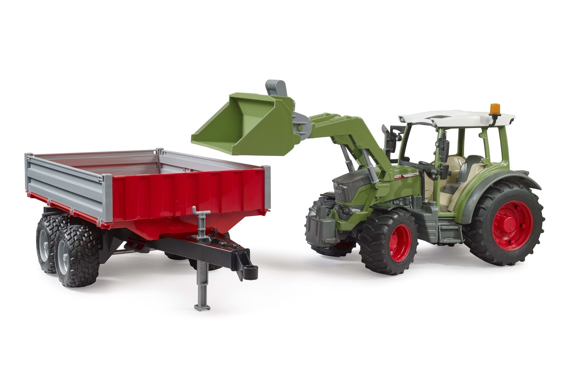 Fendt Vario 211 with frontloader and tipping trailer