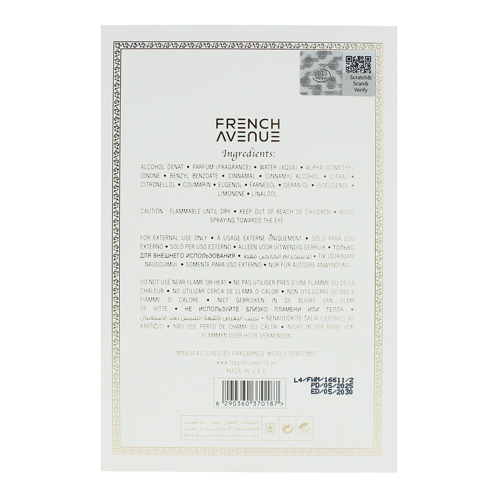 French Avenue Essence de Blanc Eau de Parfum 100ml Spray