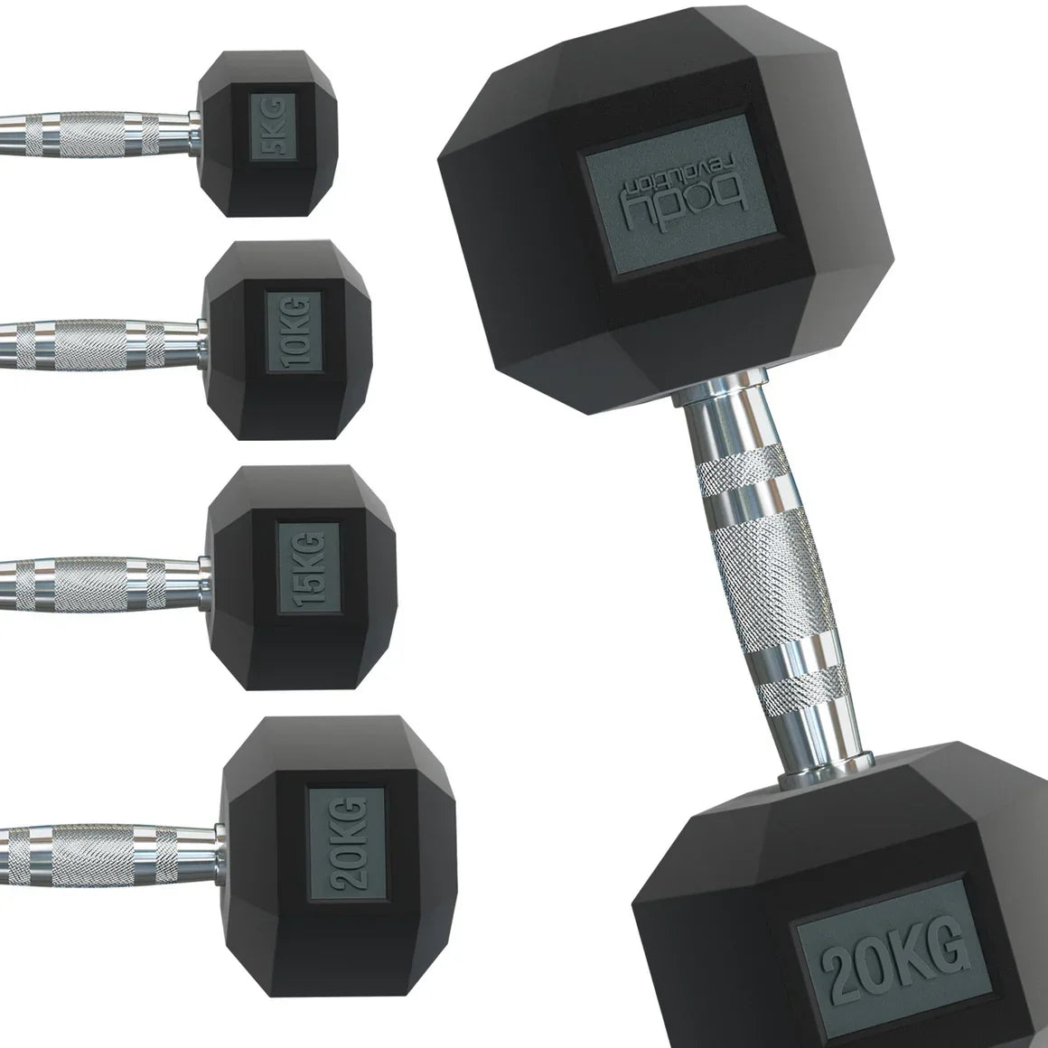 Body Revolution 2 x 20kg Hex Dumbbells