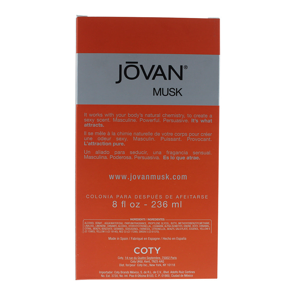 Jovan Musk For Men Aftershave Cologne 236ml Splash