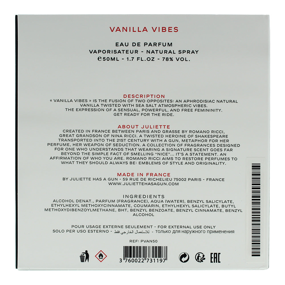 Juliette Has A Gun Vanilla Vibes Eau de Parfum 50ml Spray
