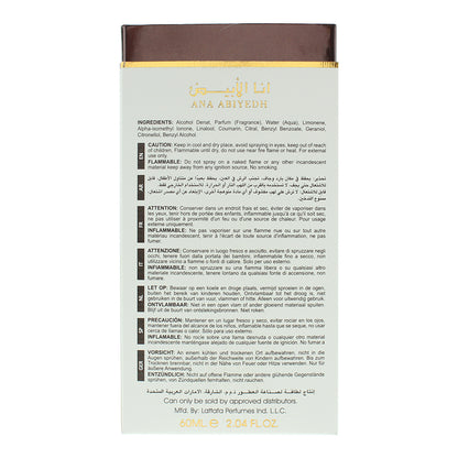 Lattafa Perfumes Ana Abiyedh Leather Eau de Parfum 60ml Spray