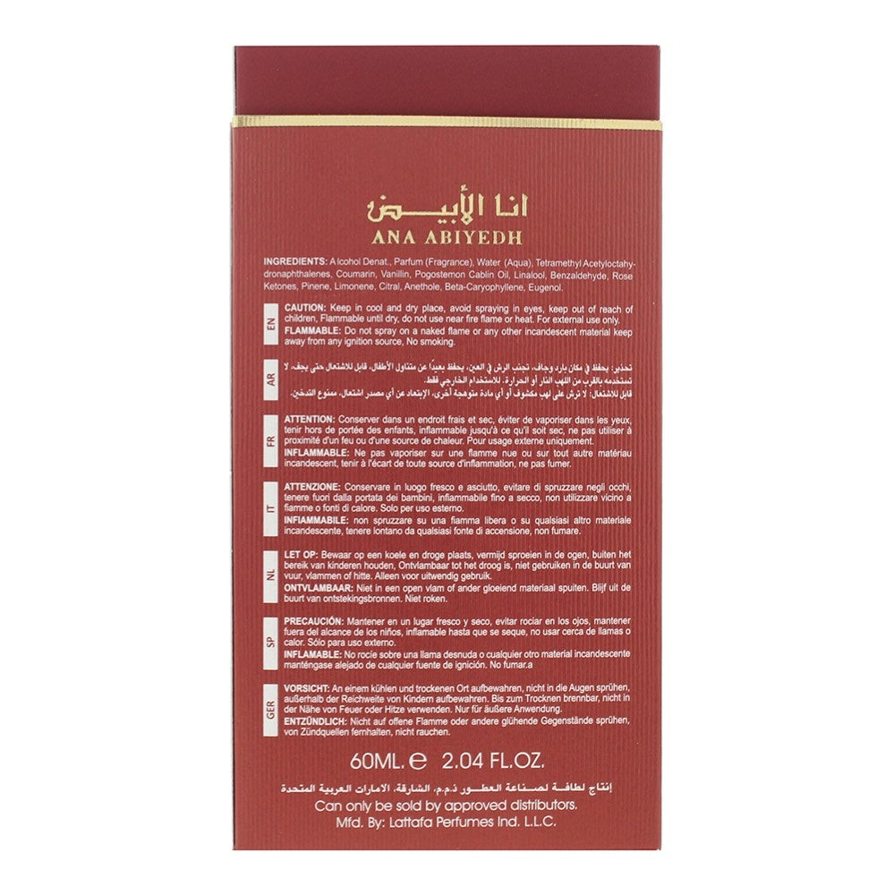 Lattafa Perfumes Ana Abiyedh Scarlet Eau de Parfum 60ml Spray