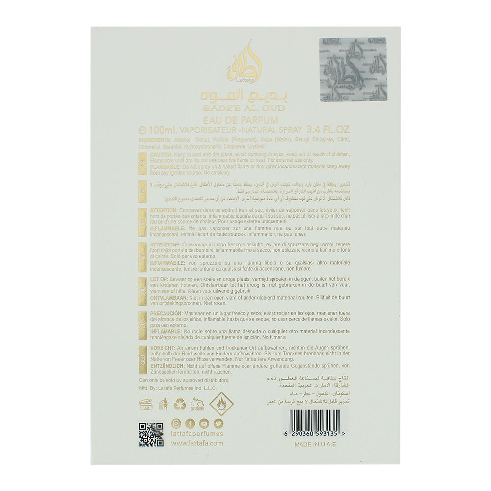 Lattafa Perfumes Bade'e Al Oud Honor & Glory Eau de Parfum 100ml Spray