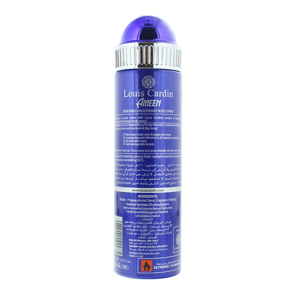 Louis Cardin Ameen Homme Deodorant 200ml Spray
