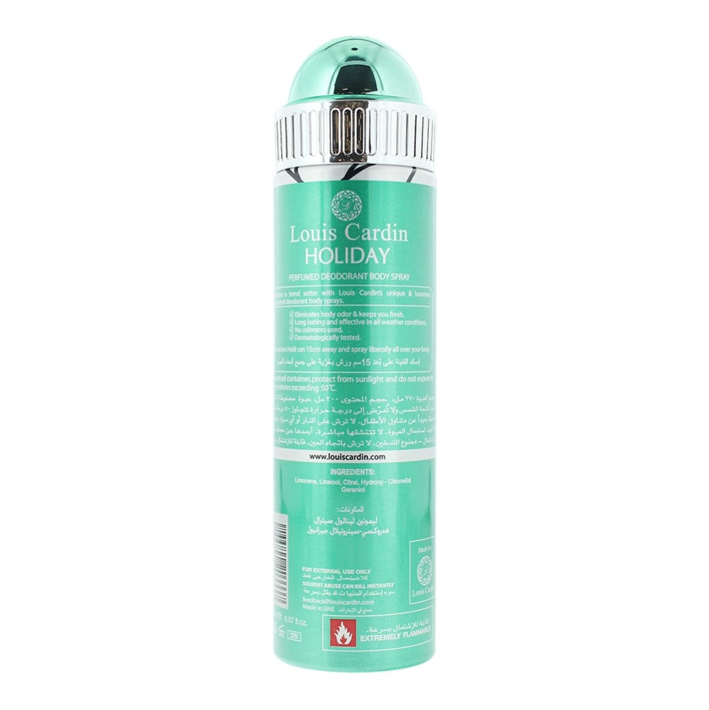 Louis Cardin Holiday Perfumed Deodorant Body Spray 200ml
