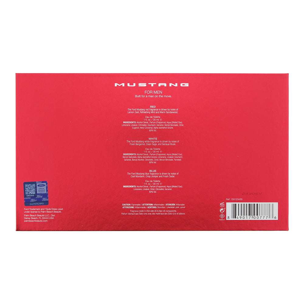 Mustang Gift Set 30ml Red EDT + 30ml White EDT + 30ml Blue EDT